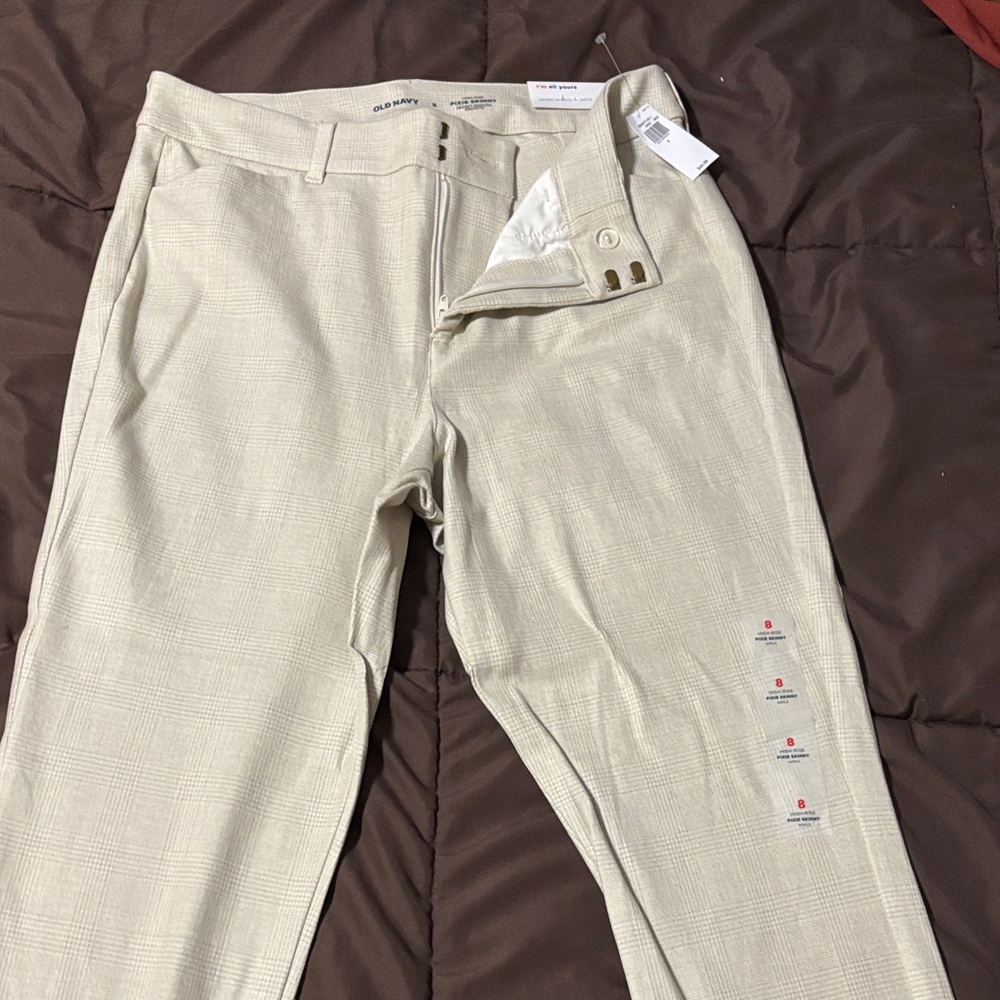 Women’s Cream Plaid Pants